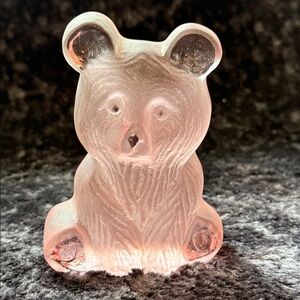 Pink frosted Viking Bear Bookend Paperweight